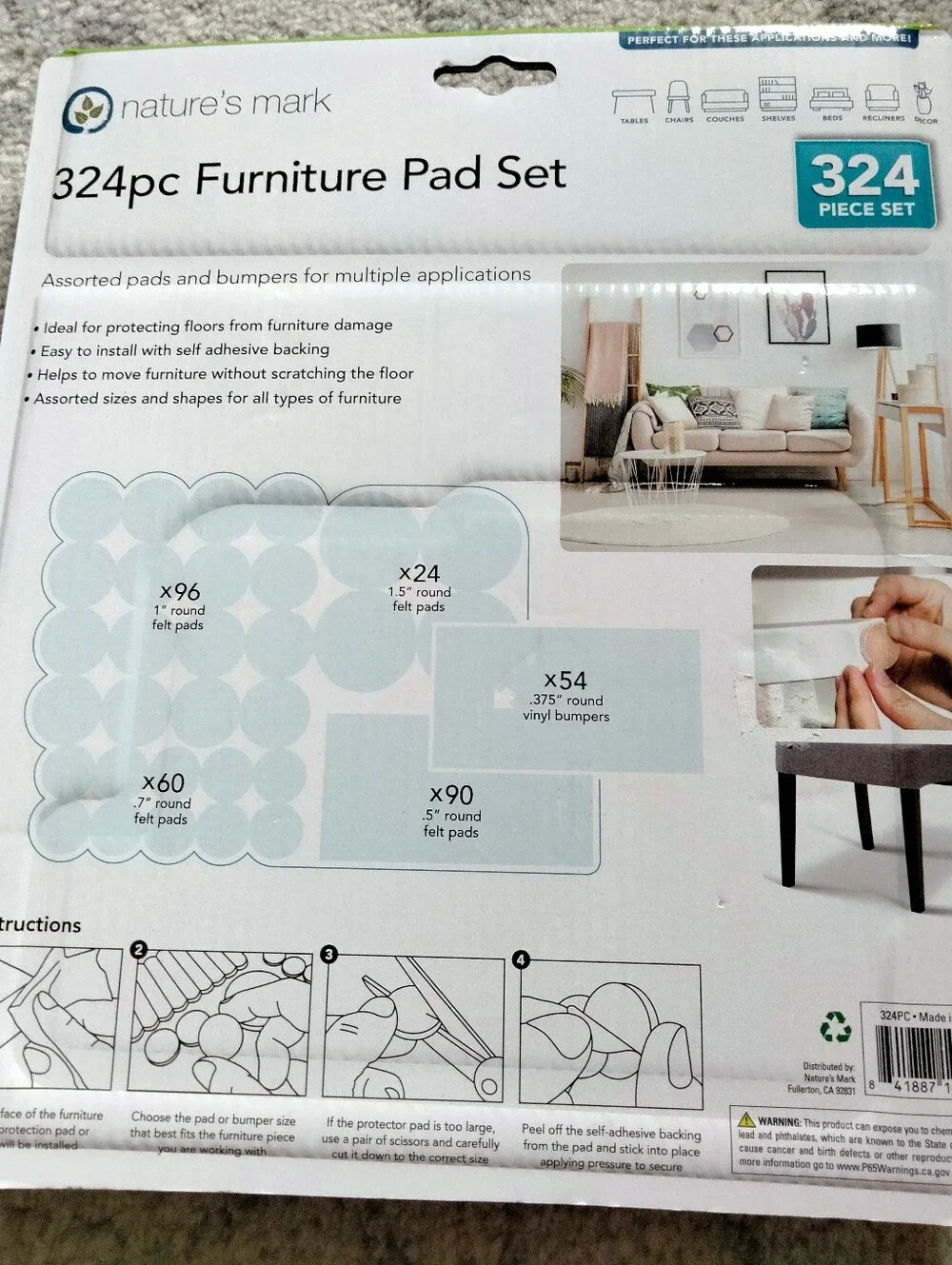 Nature's Mark Furniture Pad Set - Light Lavender Felt Pads